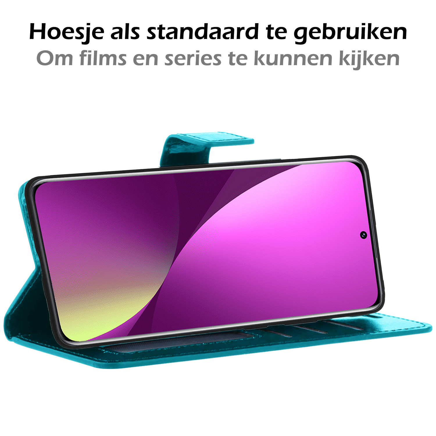 Nomfy Hoesje Geschikt voor Xiaomi 12X Hoes Bookcase Flipcase Book Cover Met 2x Screenprotector - Hoes Geschikt voor Xiaomi 12X Hoesje Book Case - Turquoise