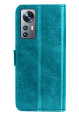Nomfy Hoesje Geschikt voor Xiaomi 12X Hoes Bookcase Flipcase Book Cover Met 2x Screenprotector - Hoes Geschikt voor Xiaomi 12X Hoesje Book Case - Turquoise