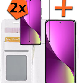 Nomfy Nomfy Xiaomi 12X Hoesje Bookcase Wit Met 2x Screenprotector