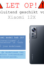 BASEY. Hoes Geschikt voor Xiaomi 12X Hoesje Bookcase Hoes Flip Case Book Cover Met Screenprotector - Hoesje Geschikt voor Xiaomi 12X Hoes Book Case Hoesje - Zwart