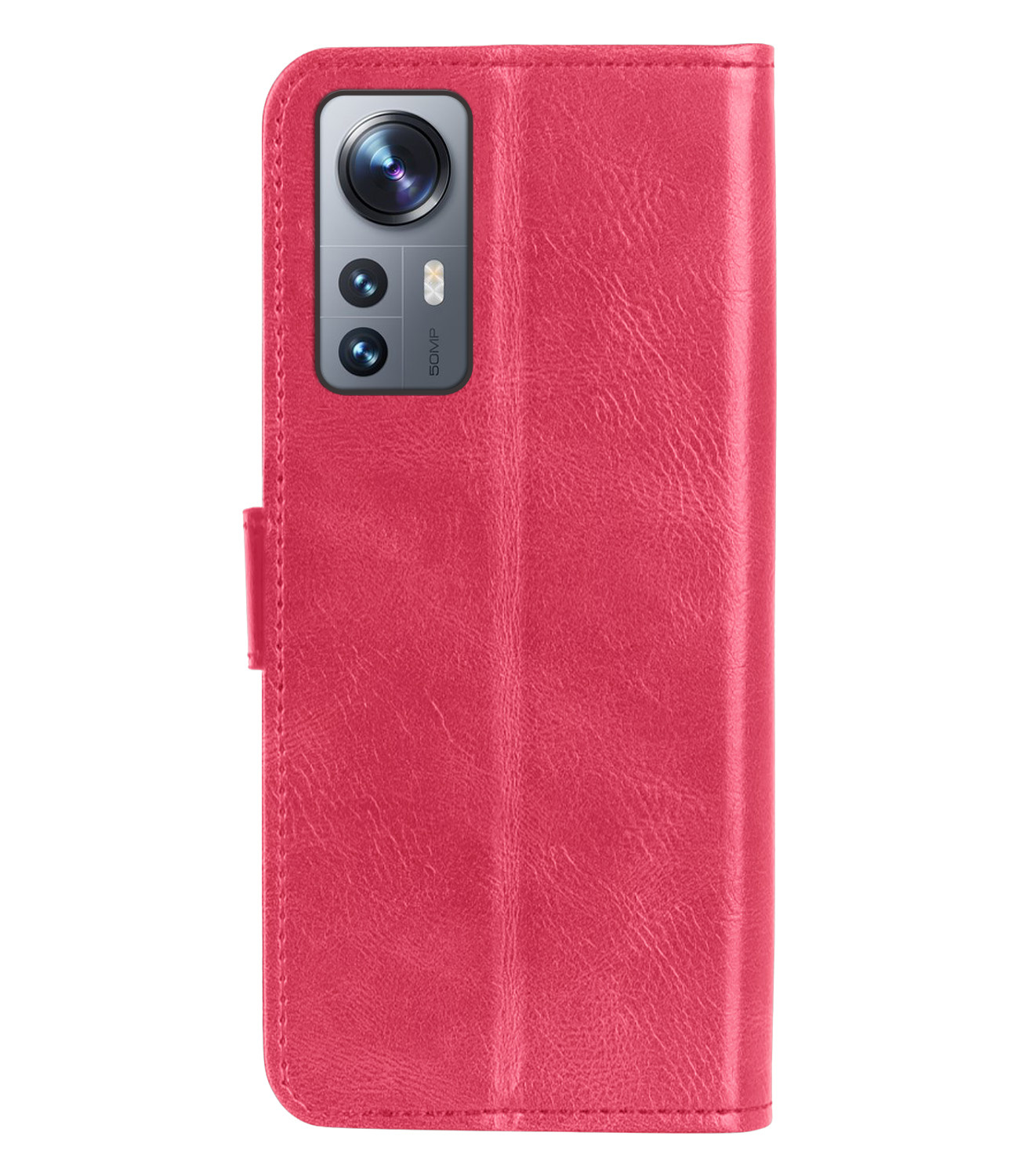 BASEY. Hoes Geschikt voor Xiaomi 12X Hoesje Bookcase Hoes Flip Case Book Cover Met Screenprotector - Hoesje Geschikt voor Xiaomi 12X Hoes Book Case Hoesje - Donkerroze