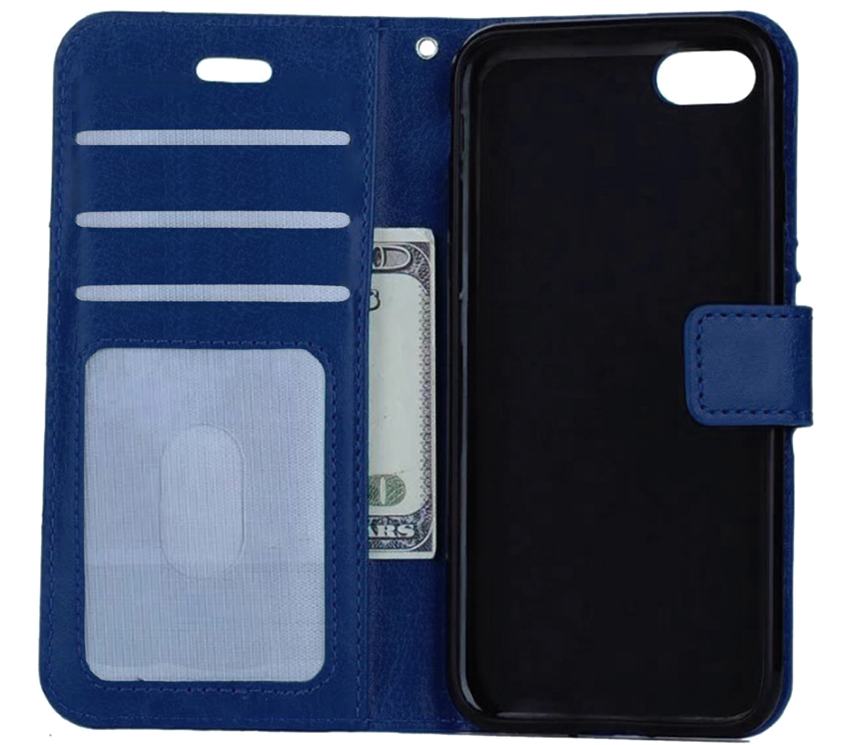 Nomfy Hoesje Geschikt voor iPhone SE 2020 Hoes Bookcase Flipcase Book Cover - Hoes Geschikt voor iPhone SE (2020) Hoesje Book Case - Donkerblauw