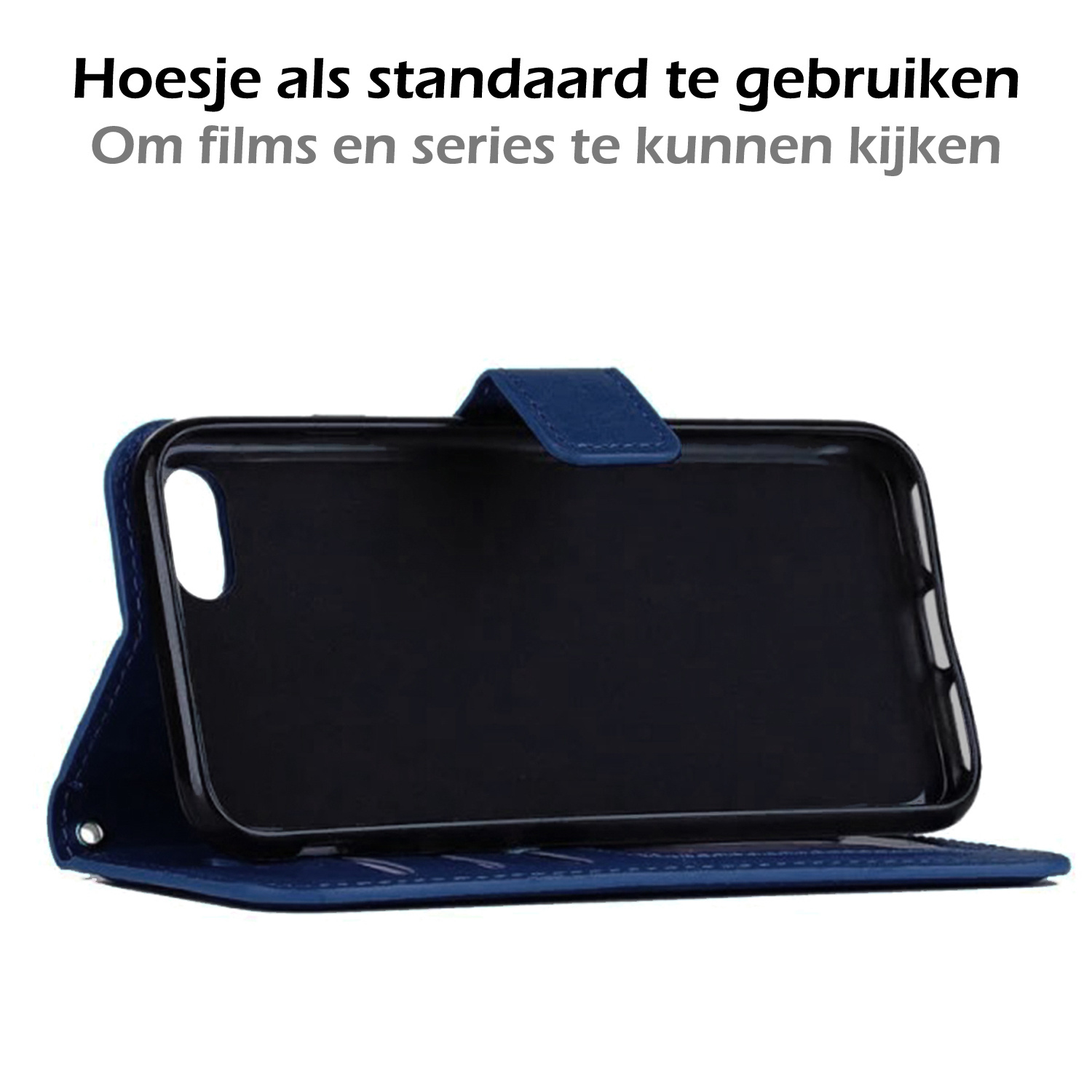 Nomfy Hoesje Geschikt voor iPhone 14 Pro Max Hoes Bookcase Flipcase Book Cover - Hoes Geschikt voor iPhone 14 Pro Max Hoesje Book Case - Donkerblauw