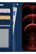 Nomfy Hoesje Geschikt voor iPhone 14 Pro Max Hoes Bookcase Flipcase Book Cover - Hoes Geschikt voor iPhone 14 Pro Max Hoesje Book Case - Donkerblauw