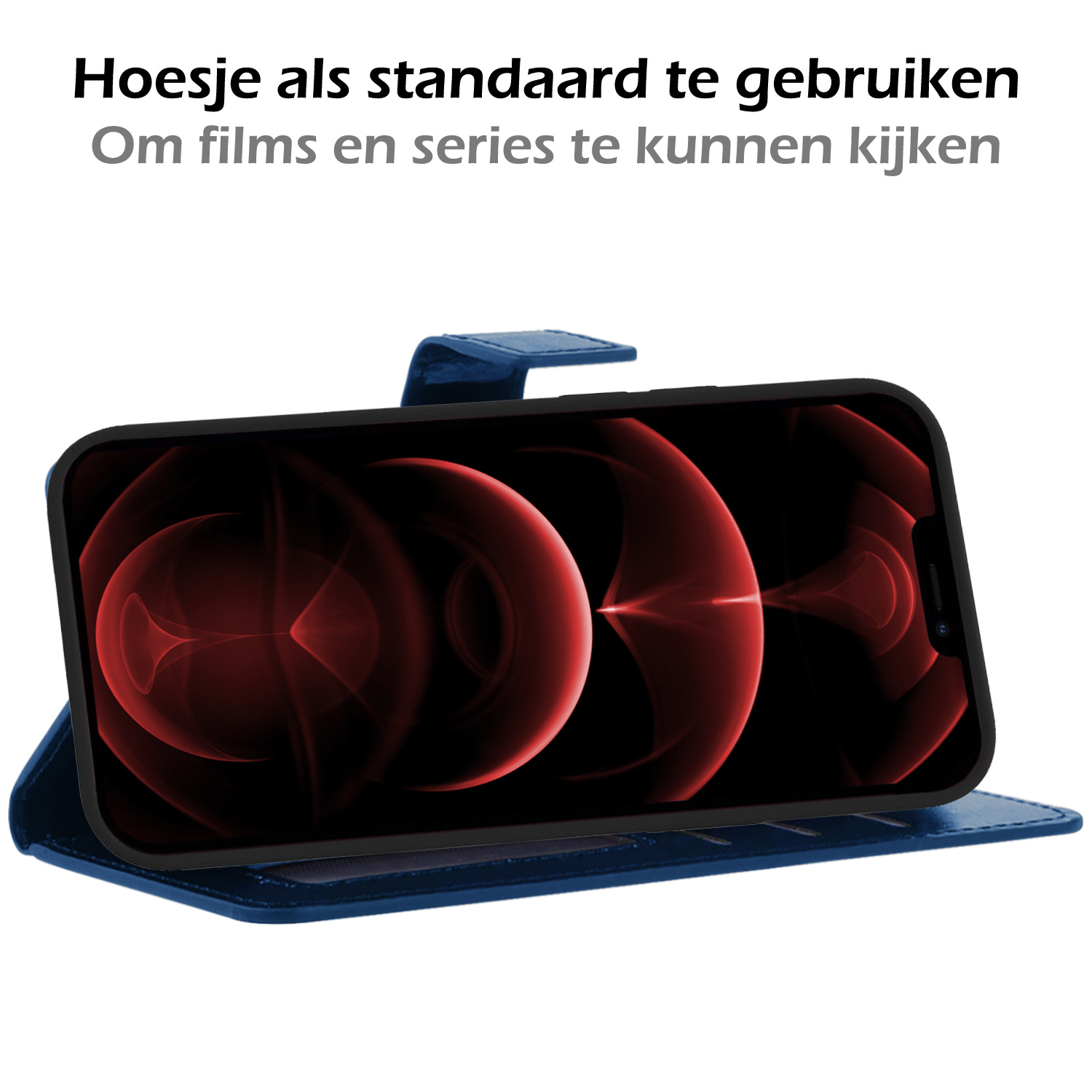 Nomfy Hoesje Geschikt voor iPhone 14 Plus Hoes Bookcase Flipcase Book Cover - Hoes Geschikt voor iPhone 14 Plus Hoesje Book Case - Donkerblauw