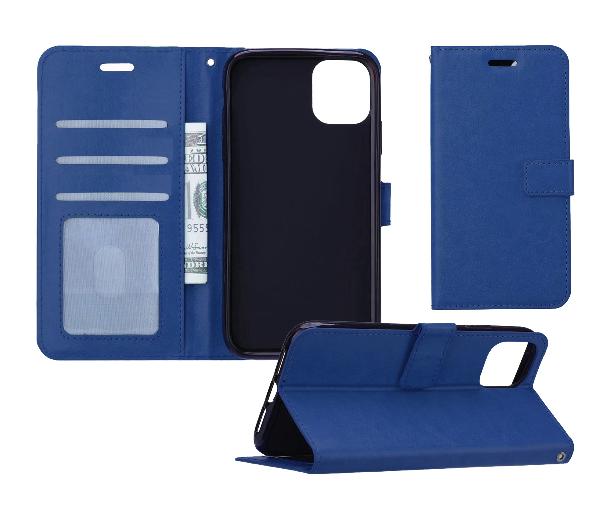 Nomfy Hoesje Geschikt voor iPhone 11 Pro Hoes Bookcase Flipcase Book Cover - Hoes Geschikt voor iPhone 11 Pro Hoesje Book Case - Donkerblauw