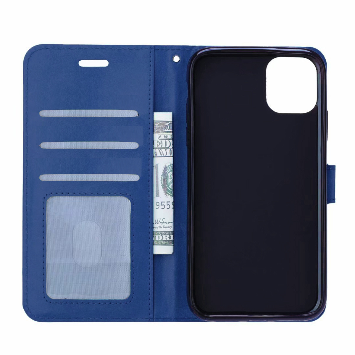 Nomfy Hoes voor iPhone 11 Hoes Bookcase Flipcase Book Cover - Hoes voor iPhone 11 Hoesje Book Case - Donker Blauw