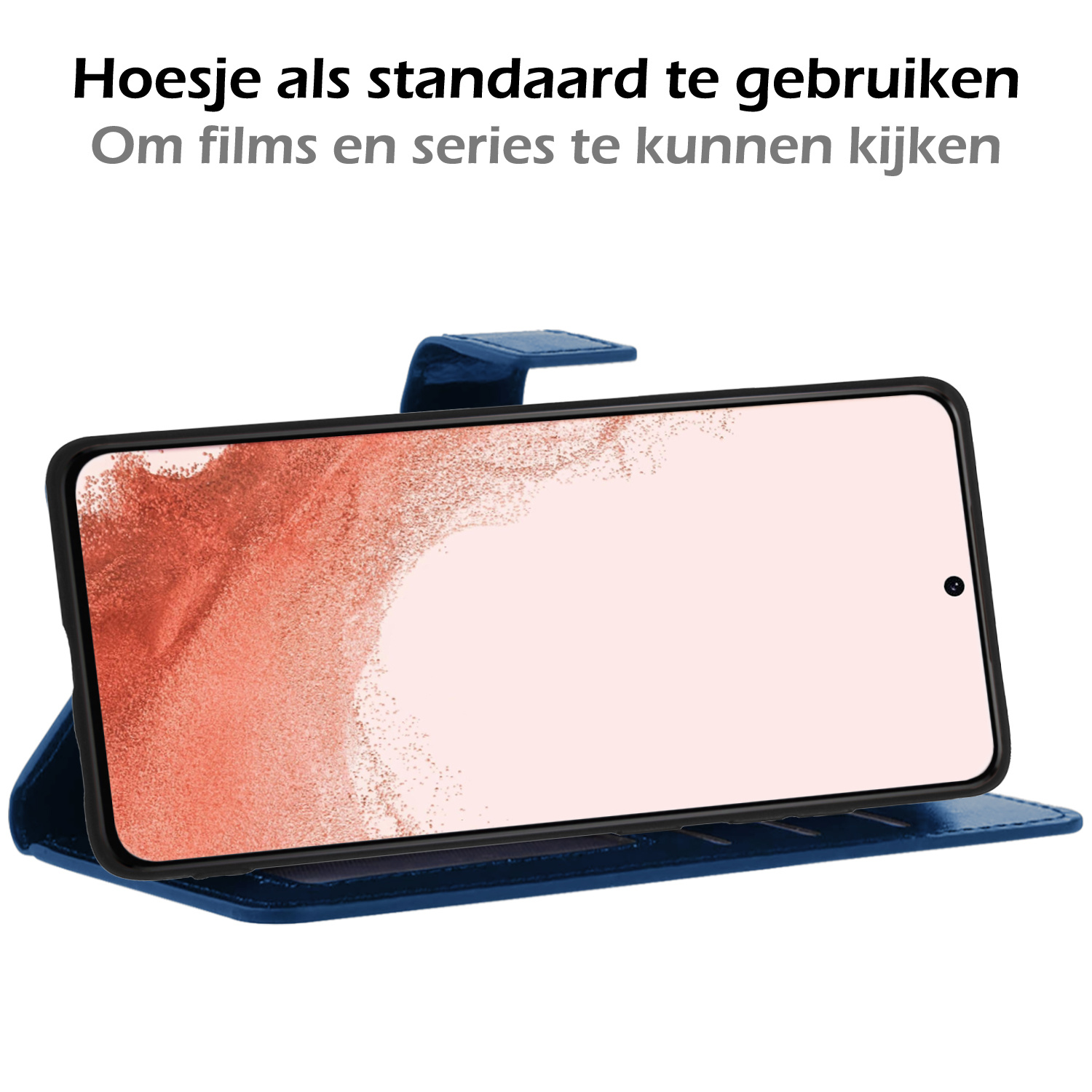 Nomfy Hoesje Geschikt voor Samsung S22 Ultra Hoes Bookcase Flipcase Book Cover - Hoes Geschikt voor Samsung Galaxy S22 Ultra Hoesje Book Case - Donkerblauw