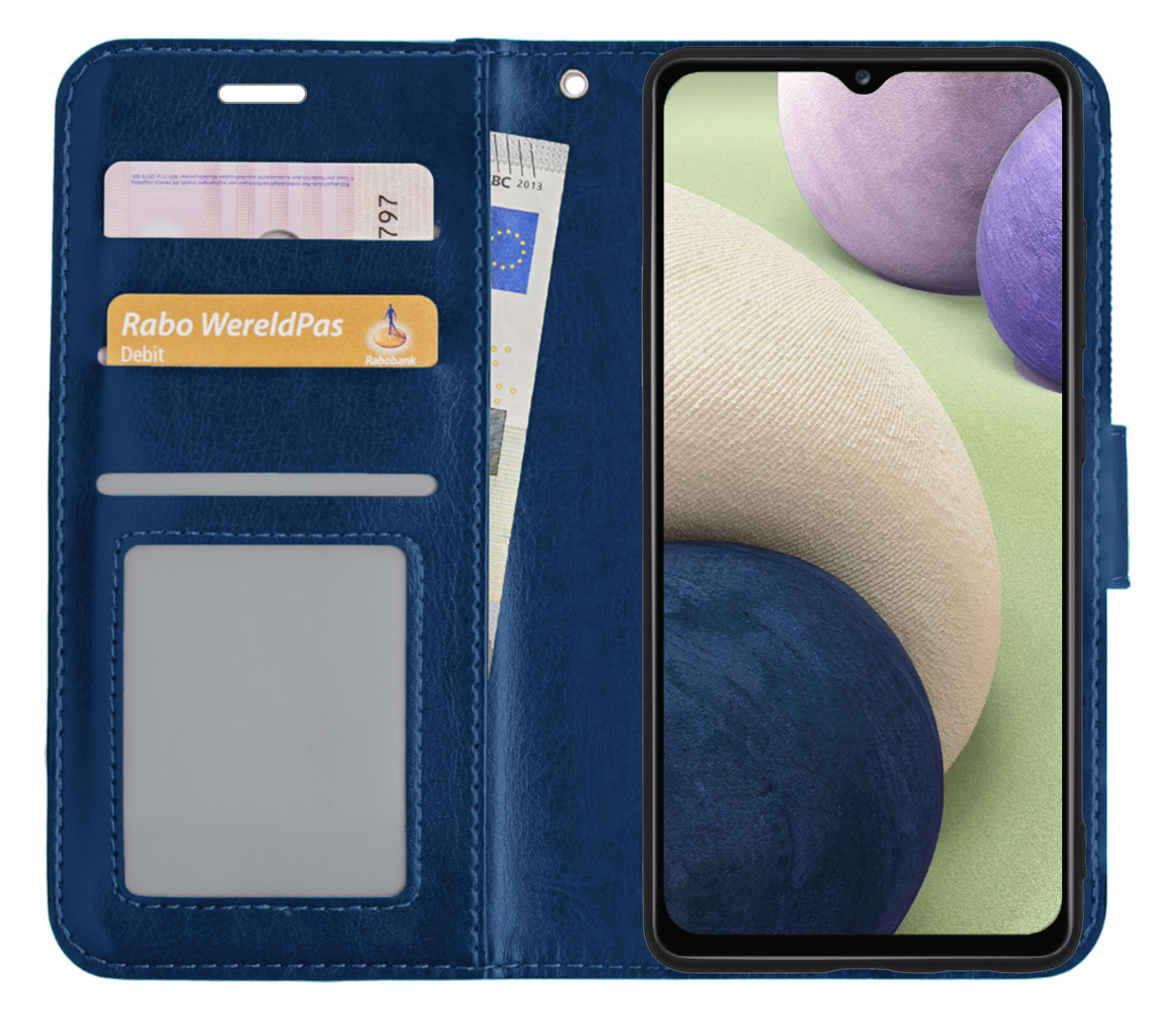 BASEY. Hoes Geschikt voor Samsung A12 Hoesje Bookcase Hoes Flip Case Book Cover - Hoesje Geschikt voor Samsung Galaxy A12 Hoes Book Case Hoesje - Donkerblauw