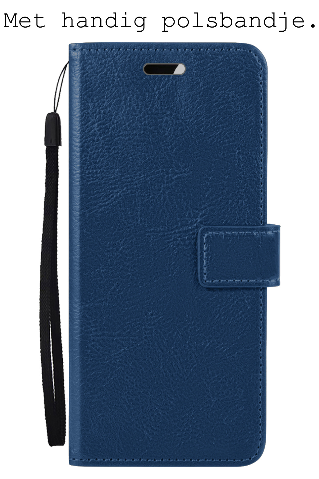 BASEY. Hoes Geschikt voor Samsung A12 Hoesje Bookcase Hoes Flip Case Book Cover - Hoesje Geschikt voor Samsung Galaxy A12 Hoes Book Case Hoesje - Donkerblauw