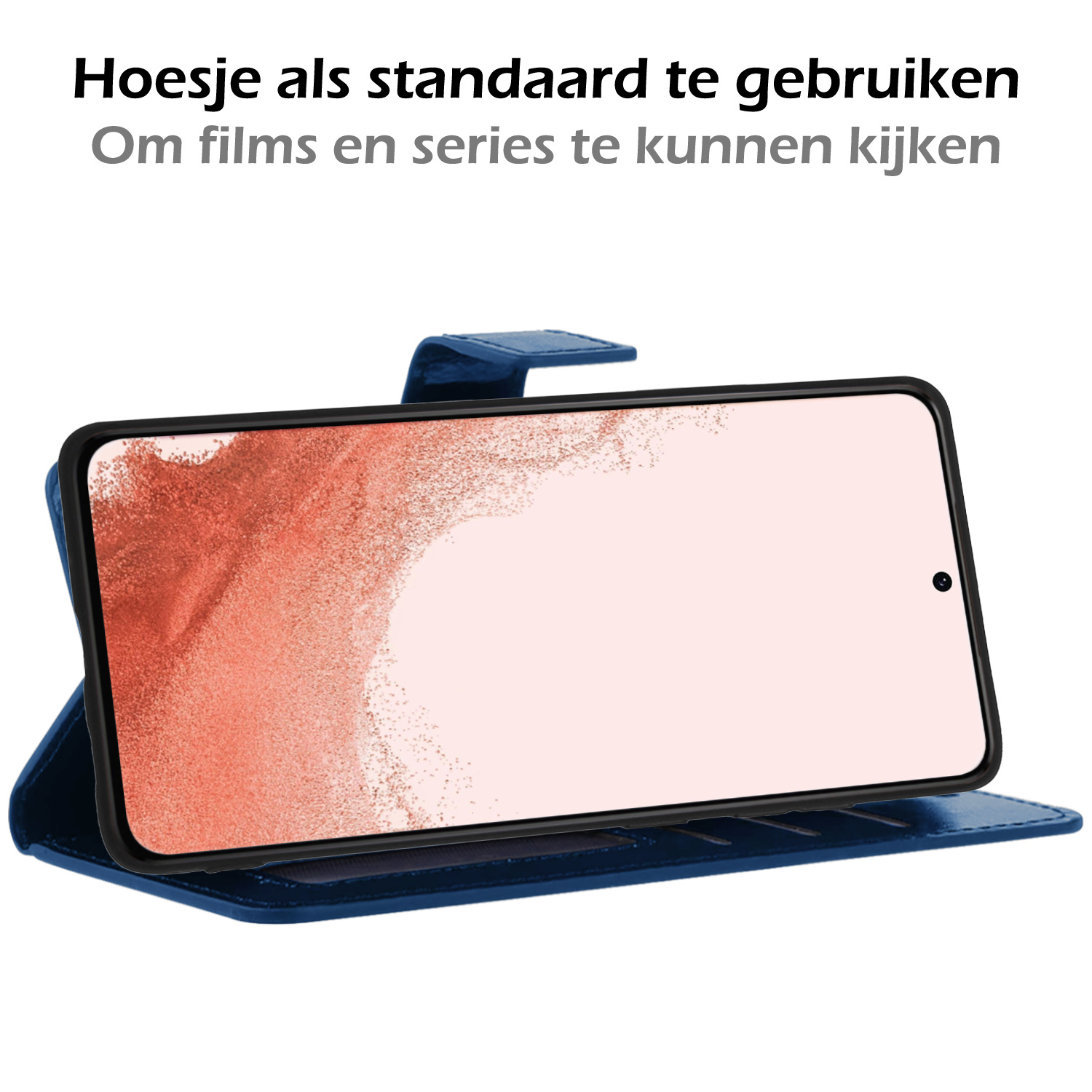 Nomfy Hoesje Geschikt voor Samsung S22 Plus Hoes Bookcase Flipcase Book Cover - Hoes Geschikt voor Samsung Galaxy S22 Plus Hoesje Book Case - Donkerblauw
