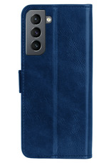Samsung S22 Hoes Bookcase Flipcase Book Cover - Samsung Galaxy S22 Hoesje Book Case - Donker Blauw