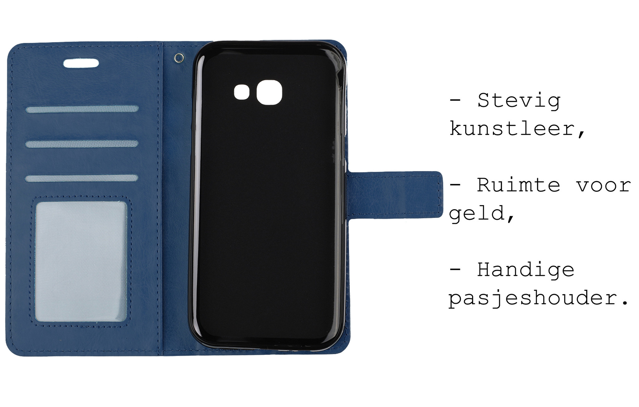 BASEY. Hoes Geschikt voor Samsung A5 2016/2017 Hoesje Bookcase Hoes Flip Case Book Cover - Hoesje Geschikt voor Samsung Galaxy A5 2016/2017 Hoes Book Case Hoesje - Donkerblauw