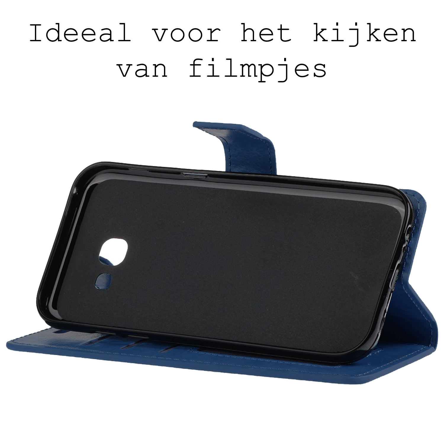 BASEY. Hoes Geschikt voor Samsung A5 2016/2017 Hoesje Bookcase Hoes Flip Case Book Cover - Hoesje Geschikt voor Samsung Galaxy A5 2016/2017 Hoes Book Case Hoesje - Donkerblauw