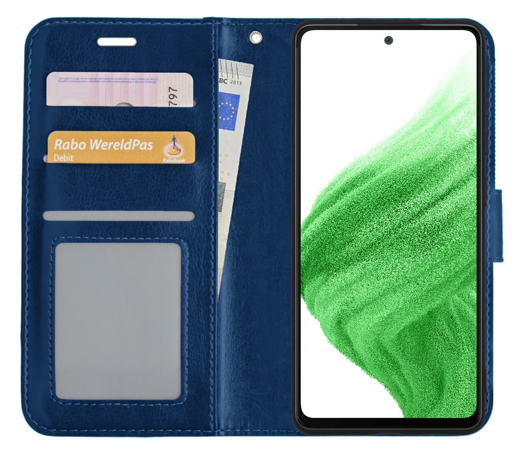 Nomfy Hoesje Geschikt voor OPPO A53 Hoes Bookcase Flipcase Book Cover - Hoes Geschikt voor OPPO A53 Hoesje Book Case - Donkerblauw