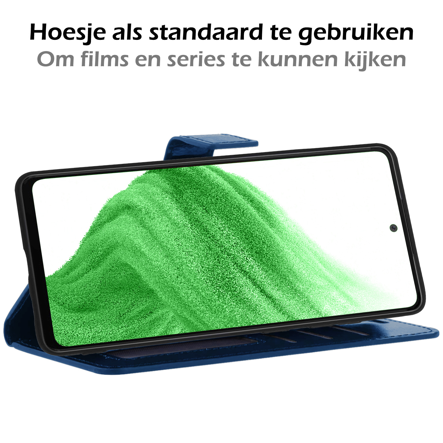 Nomfy Hoesje Geschikt voor OPPO A53 Hoes Bookcase Flipcase Book Cover - Hoes Geschikt voor OPPO A53 Hoesje Book Case - Donkerblauw