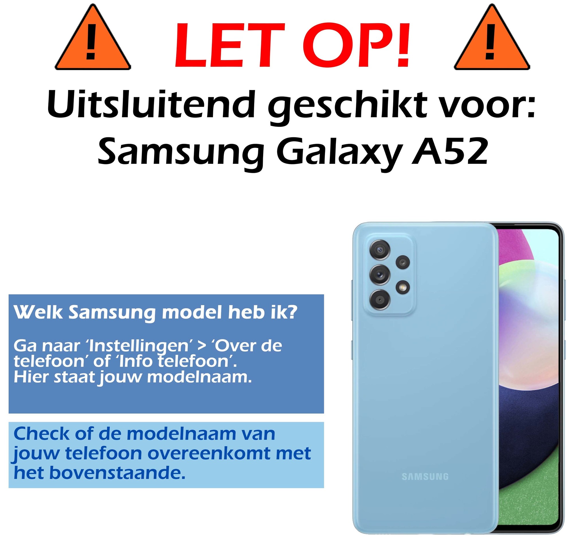 Nomfy Hoesje Geschikt voor Samsung A52 Hoes Bookcase Flipcase Book Cover - Hoes Geschikt voor Samsung Galaxy A52 Hoesje Book Case - Donkerblauw