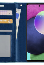 Nomfy Hoesje Geschikt voor Samsung A52 Hoes Bookcase Flipcase Book Cover - Hoes Geschikt voor Samsung Galaxy A52 Hoesje Book Case - Donkerblauw