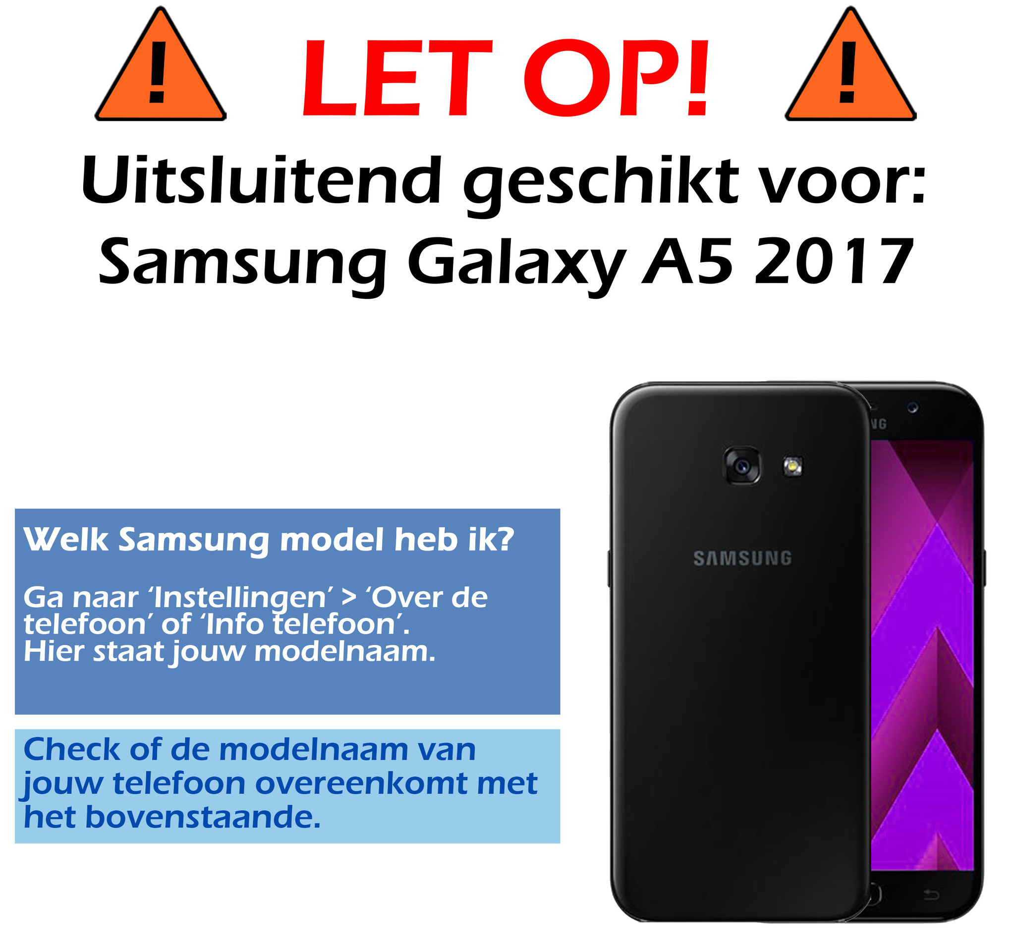 Nomfy Hoesje Geschikt voor Samsung A5 2016/2017 Hoes Bookcase Flipcase Book Cover - Hoes Geschikt voor Samsung Galaxy A5 2016/2017 Hoesje Book Case - Donkerblauw