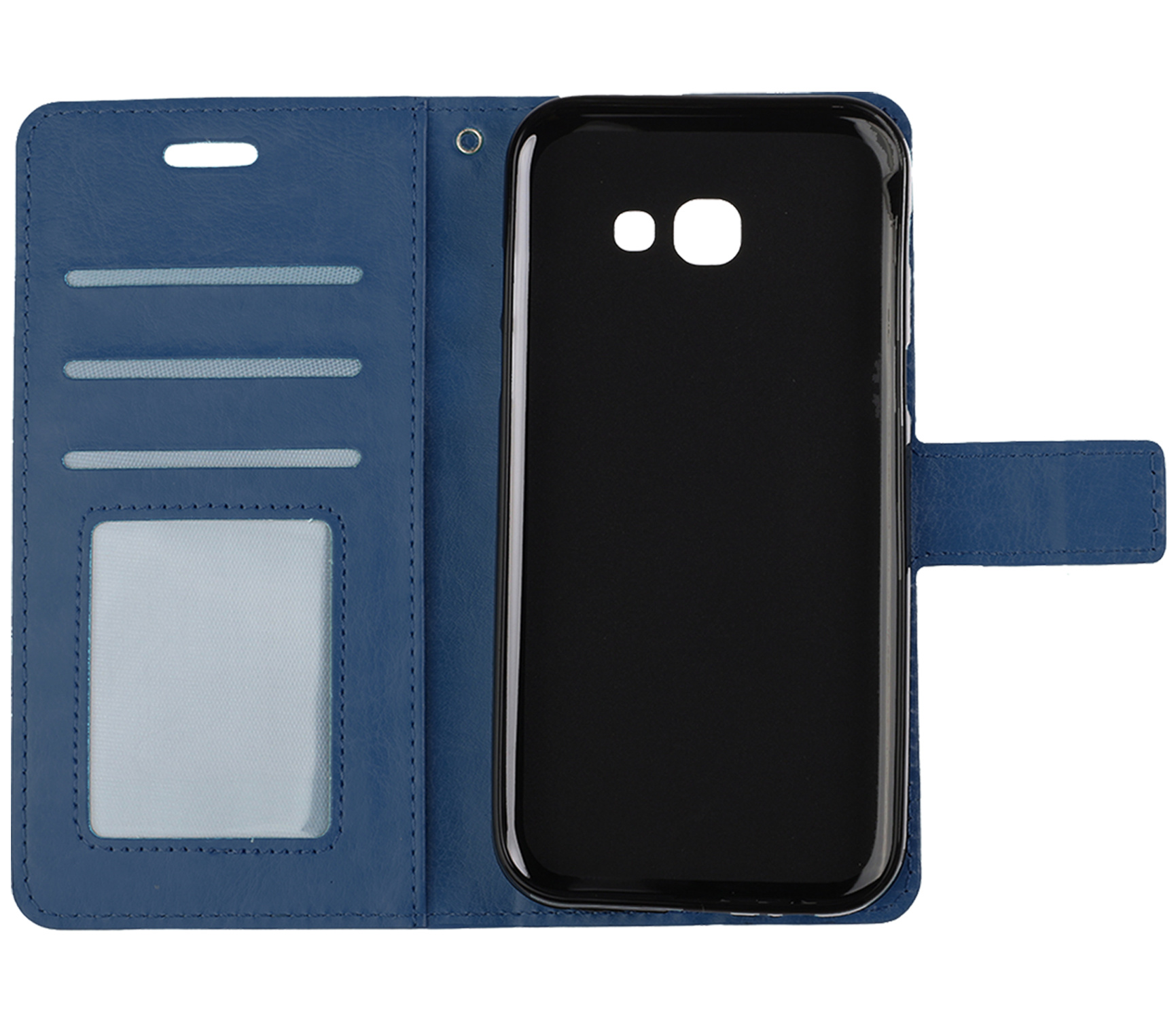 Nomfy Hoesje Geschikt voor Samsung A5 2016/2017 Hoes Bookcase Flipcase Book Cover - Hoes Geschikt voor Samsung Galaxy A5 2016/2017 Hoesje Book Case - Donkerblauw