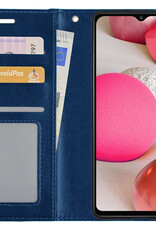 Nomfy Hoesje Geschikt voor Samsung A12 Hoes Bookcase Flipcase Book Cover - Hoes Geschikt voor Samsung Galaxy A12 Hoesje Book Case - Donkerblauw