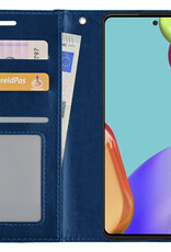 BASEY. Hoes Geschikt voor Samsung A52 Hoesje Bookcase Hoes Flip Case Book Cover - Hoesje Geschikt voor Samsung Galaxy A52 Hoes Book Case Hoesje - Donkerblauw