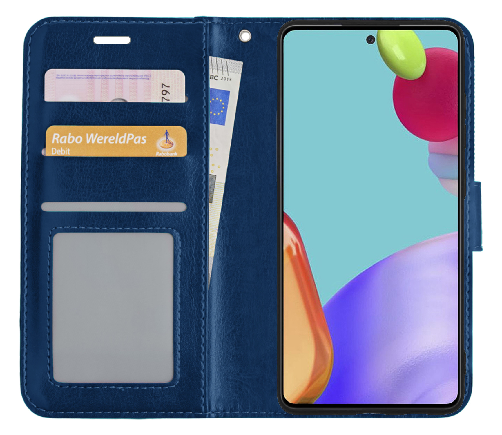 BASEY. Hoes Geschikt voor Samsung A52 Hoesje Bookcase Hoes Flip Case Book Cover - Hoesje Geschikt voor Samsung Galaxy A52 Hoes Book Case Hoesje - Donkerblauw