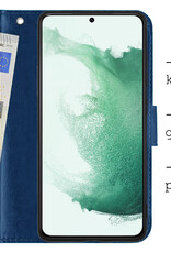 BASEY. Hoes Geschikt voor Samsung S22 Hoesje Bookcase Hoes Flip Case Book Cover - Hoesje Geschikt voor Samsung Galaxy S22 Hoes Book Case Hoesje - Donkerblauw