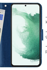 BASEY. Hoes Geschikt voor Samsung S22 Ultra Hoesje Bookcase Hoes Flip Case Book Cover - Hoesje Geschikt voor Samsung Galaxy S22 Ultra Hoes Book Case Hoesje - Donkerblauw