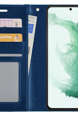 BASEY. Hoes Geschikt voor Samsung S22 Ultra Hoesje Bookcase Hoes Flip Case Book Cover - Hoesje Geschikt voor Samsung Galaxy S22 Ultra Hoes Book Case Hoesje - Donkerblauw