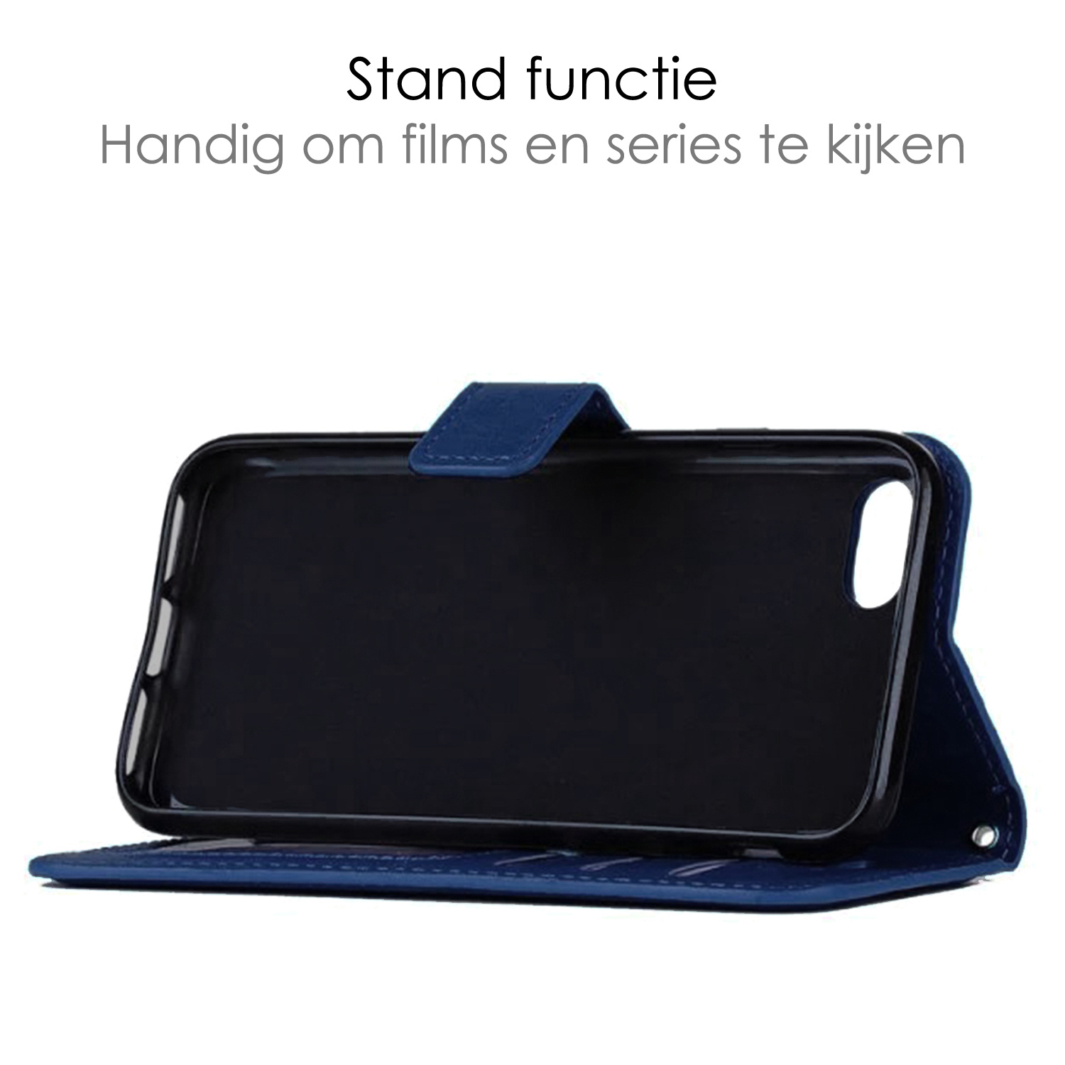 NoXx Hoes Geschikt voor iPhone 7 Hoesje Book Case Hoes Flip Cover Wallet Bookcase - Donkerblauw