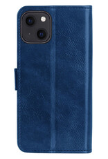 BASEY. Hoes Geschikt voor iPhone 13 Hoesje Bookcase Hoes Flip Case Book Cover - Hoesje Geschikt voor iPhone 13 Hoes Book Case Hoesje - Donkerblauw