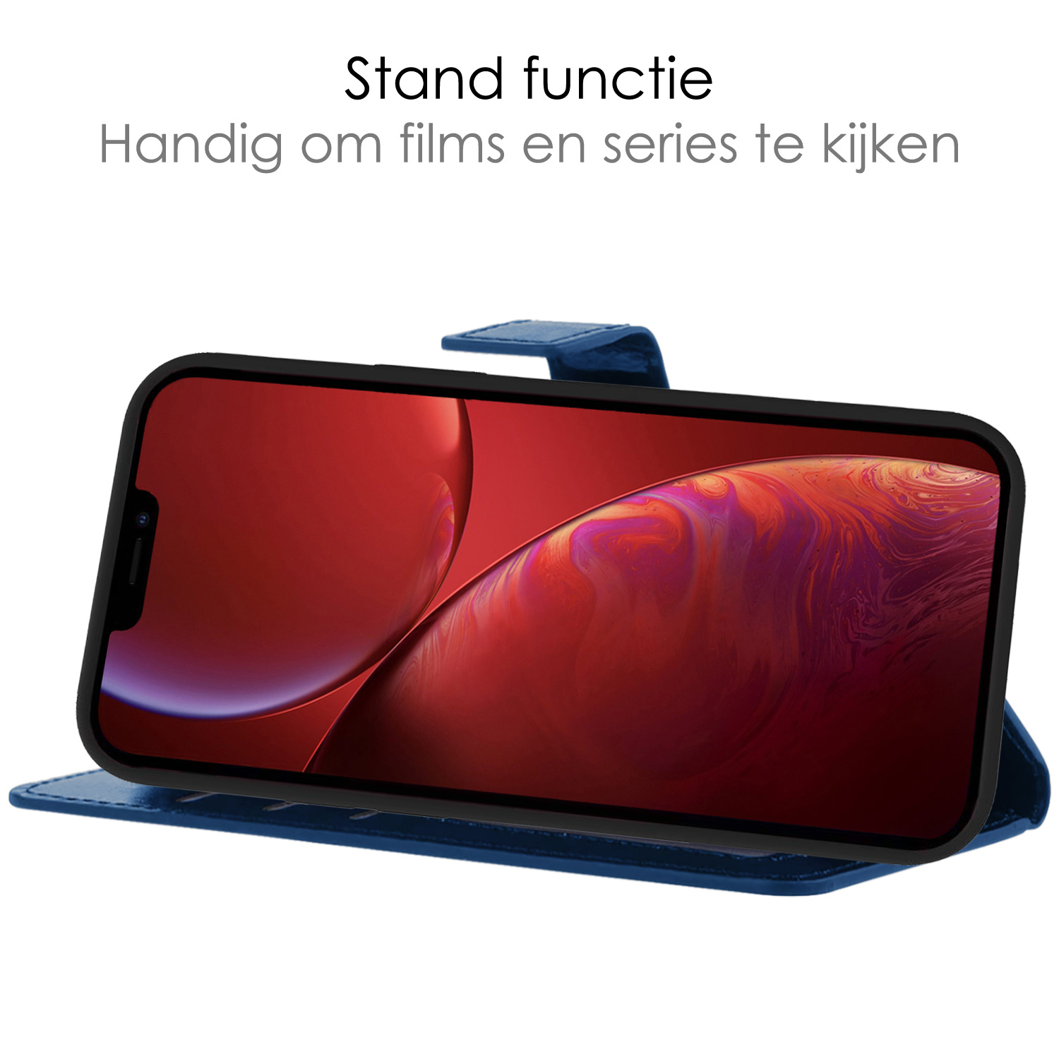 NoXx Hoes Geschikt voor iPhone 14 Pro Hoesje Book Case Hoes Flip Cover Wallet Bookcase - Donkerblauw