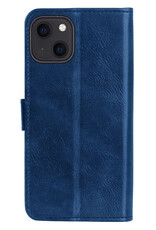 NoXx Hoes Geschikt voor iPhone 13 Hoesje Book Case Hoes Flip Cover Wallet Bookcase - Donkerblauw