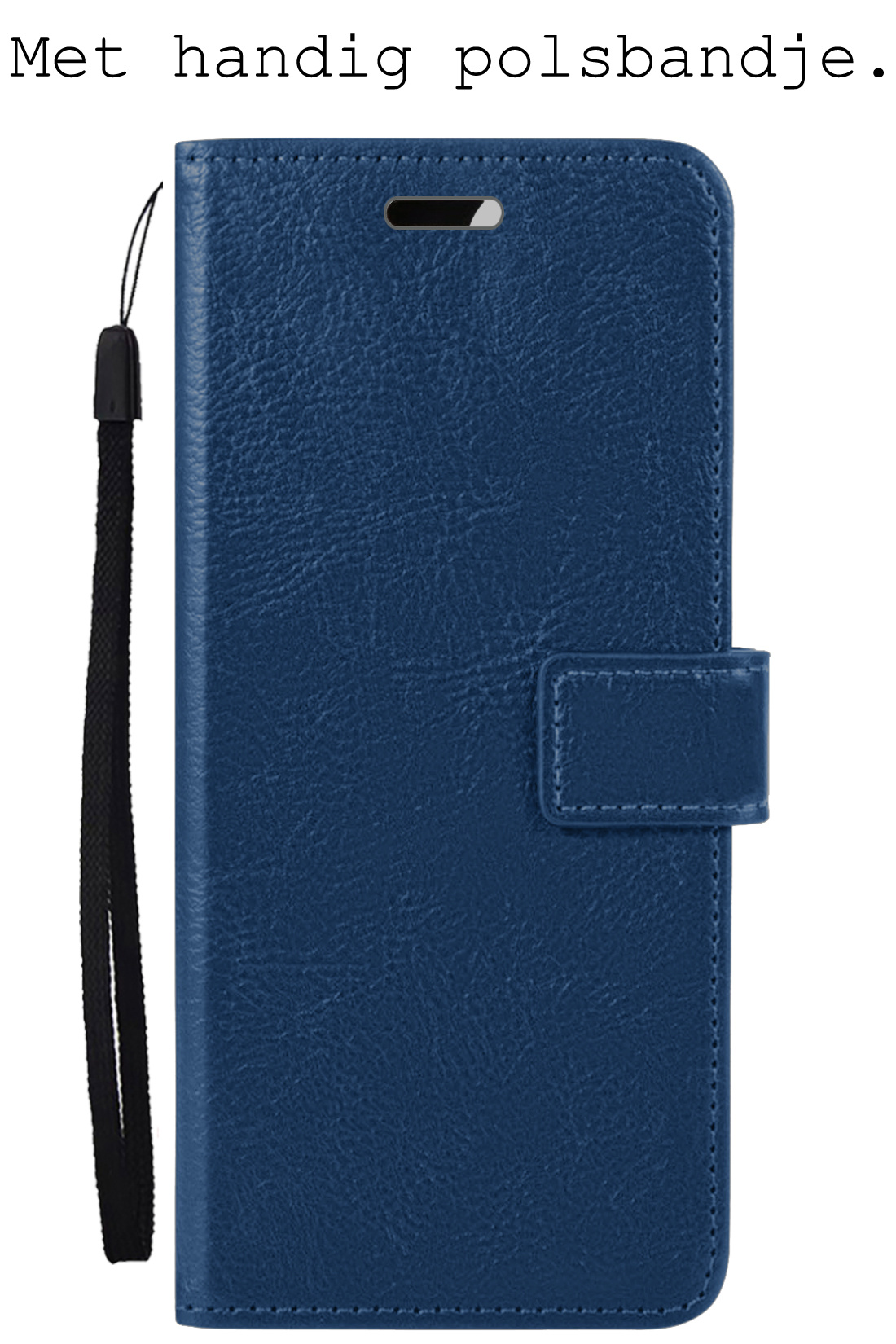 BASEY. Hoes Geschikt voor iPhone 14 Plus Hoesje Bookcase Hoes Flip Case Book Cover - Hoesje Geschikt voor iPhone 14 Plus Hoes Book Case Hoesje - Donkerblauw
