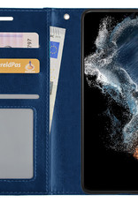 NoXx Hoes Geschikt voor Samsung S22 Ultra Hoesje Book Case Hoes Flip Cover Wallet Bookcase - Donkerblauw