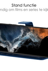 NoXx Hoes Geschikt voor Samsung S22 Ultra Hoesje Book Case Hoes Flip Cover Wallet Bookcase - Donkerblauw