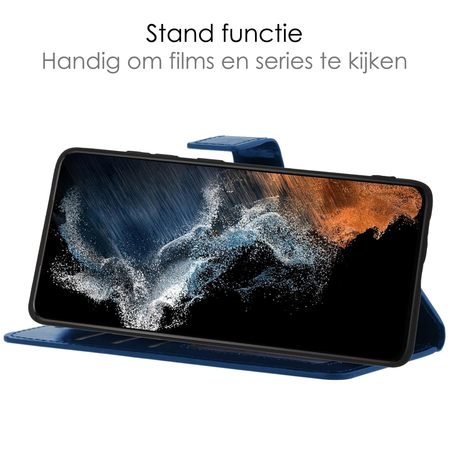 NoXx Hoes Geschikt voor Samsung S22 Ultra Hoesje Book Case Hoes Flip Cover Wallet Bookcase - Donkerblauw