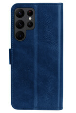 NoXx Hoes Geschikt voor Samsung S22 Ultra Hoesje Book Case Hoes Flip Cover Wallet Bookcase - Donkerblauw