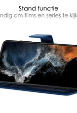 NoXx Hoes Geschikt voor Samsung S22 Hoesje Book Case Hoes Flip Cover Wallet Bookcase - Donkerblauw
