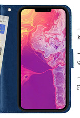 BASEY. Hoes Geschikt voor iPhone 14 Pro Hoesje Bookcase Hoes Flip Case Book Cover - Hoesje Geschikt voor iPhone 14 Pro Hoes Book Case Hoesje - Donkerblauw