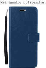 BASEY. Hoes Geschikt voor iPhone 14 Pro Max Hoesje Bookcase Hoes Flip Case Book Cover - Hoesje Geschikt voor iPhone 14 Pro Max Hoes Book Case Hoesje - Donkerblauw