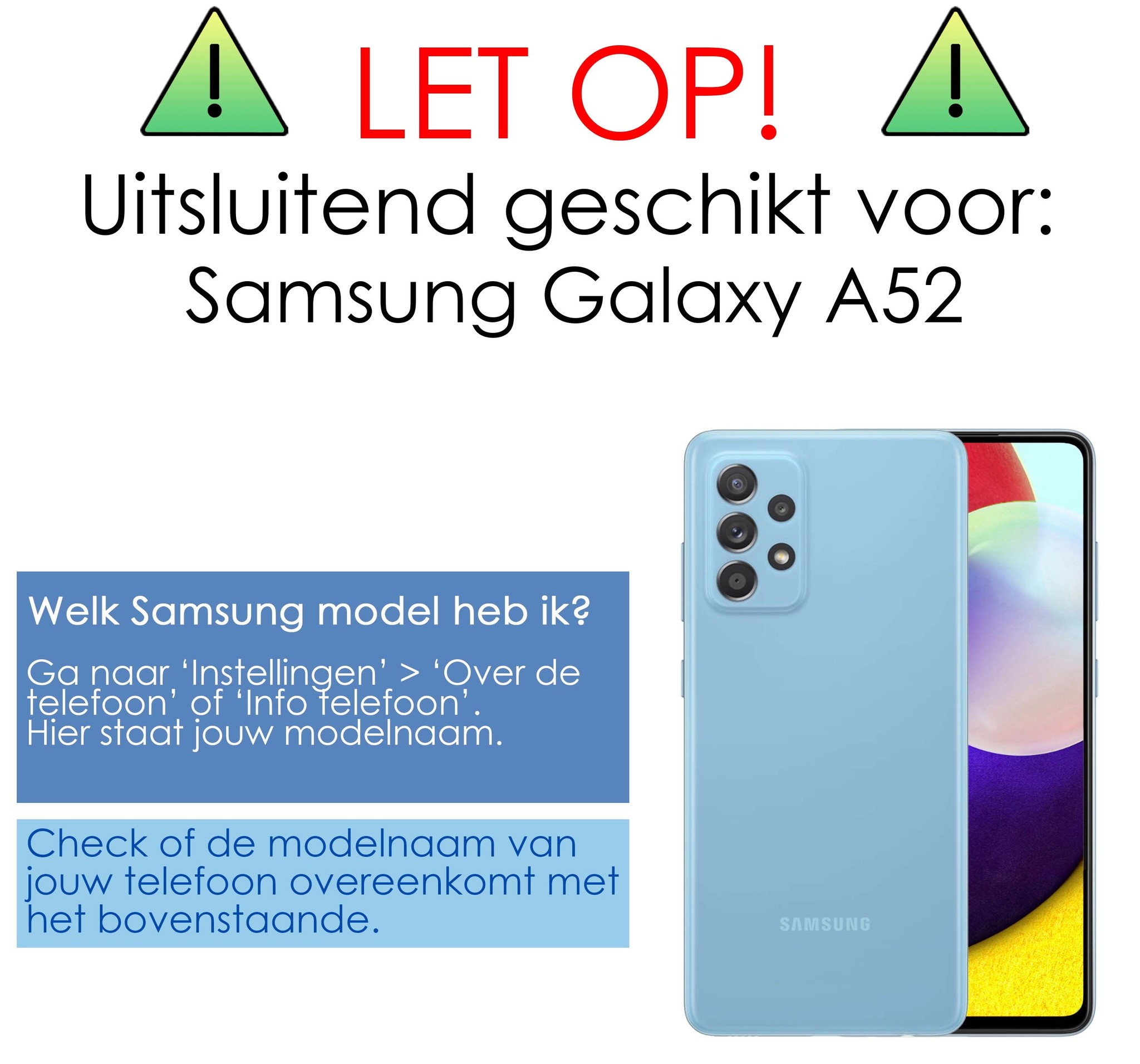 NoXx Hoes Geschikt voor Samsung A52 Hoesje Book Case Hoes Flip Cover Wallet Bookcase - Donkerblauw