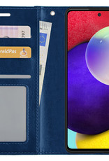 NoXx Hoes Geschikt voor Samsung A52 Hoesje Book Case Hoes Flip Cover Wallet Bookcase - Donkerblauw