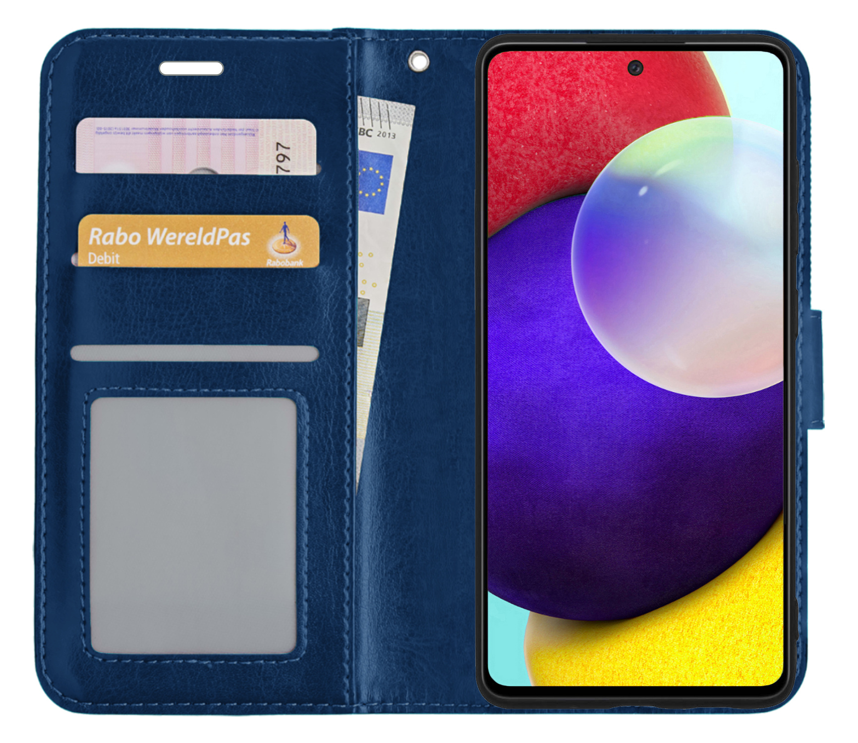 NoXx Hoes Geschikt voor Samsung A52 Hoesje Book Case Hoes Flip Cover Wallet Bookcase - Donkerblauw