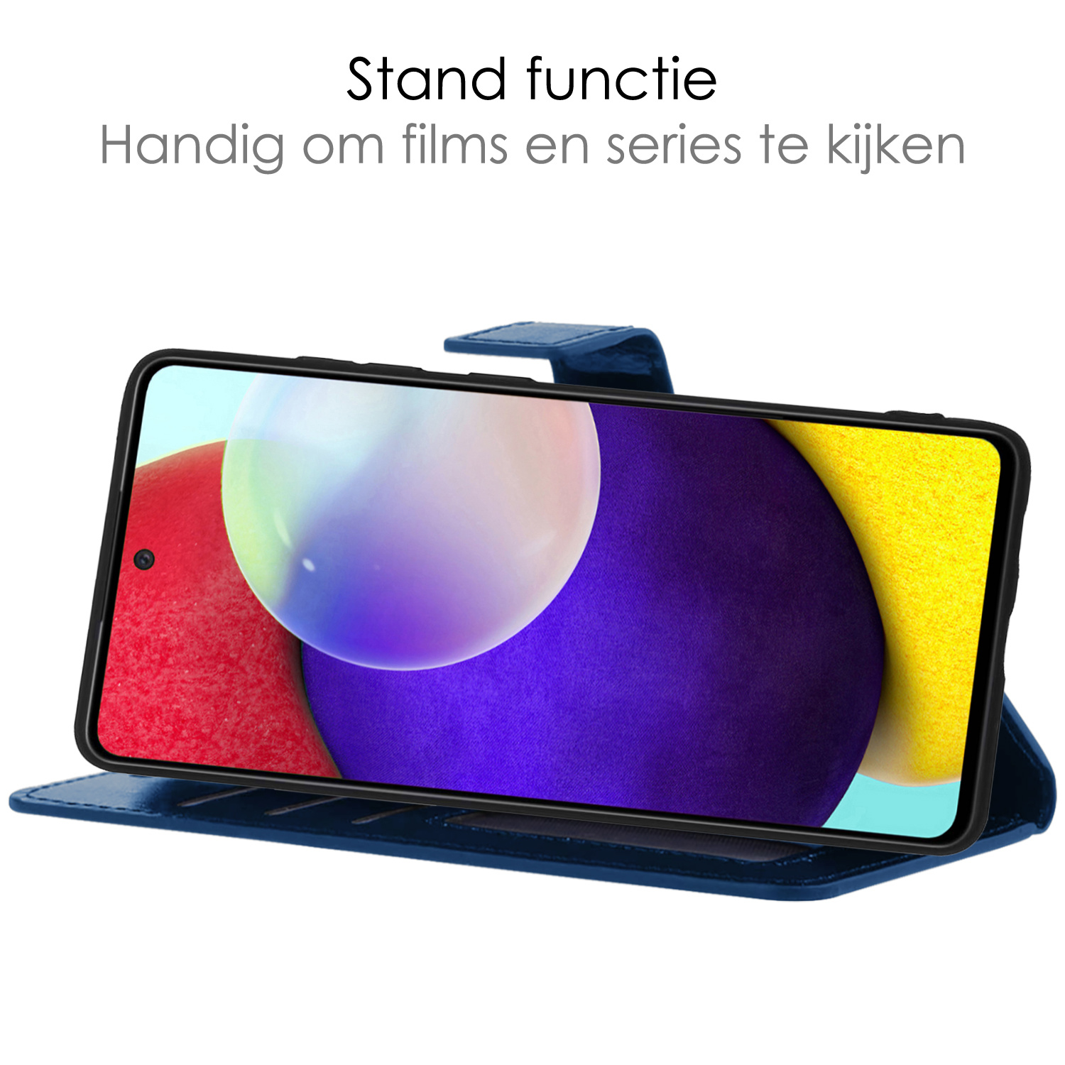 NoXx Hoes Geschikt voor Samsung A52 Hoesje Book Case Hoes Flip Cover Wallet Bookcase - Donkerblauw