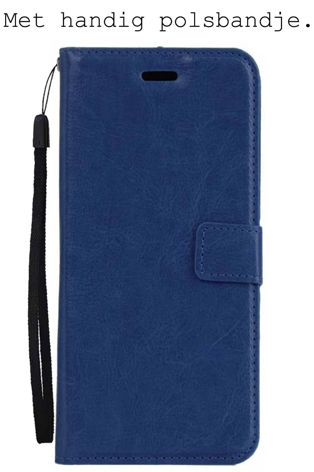 BASEY. Hoes Geschikt voor iPhone 7 Hoesje Bookcase Hoes Flip Case Book Cover - Hoesje Geschikt voor iPhone 7 Hoes Book Case Hoesje - Donkerblauw