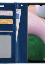 NoXx Hoes Geschikt voor Samsung A12 Hoesje Book Case Hoes Flip Cover Wallet Bookcase - Donkerblauw