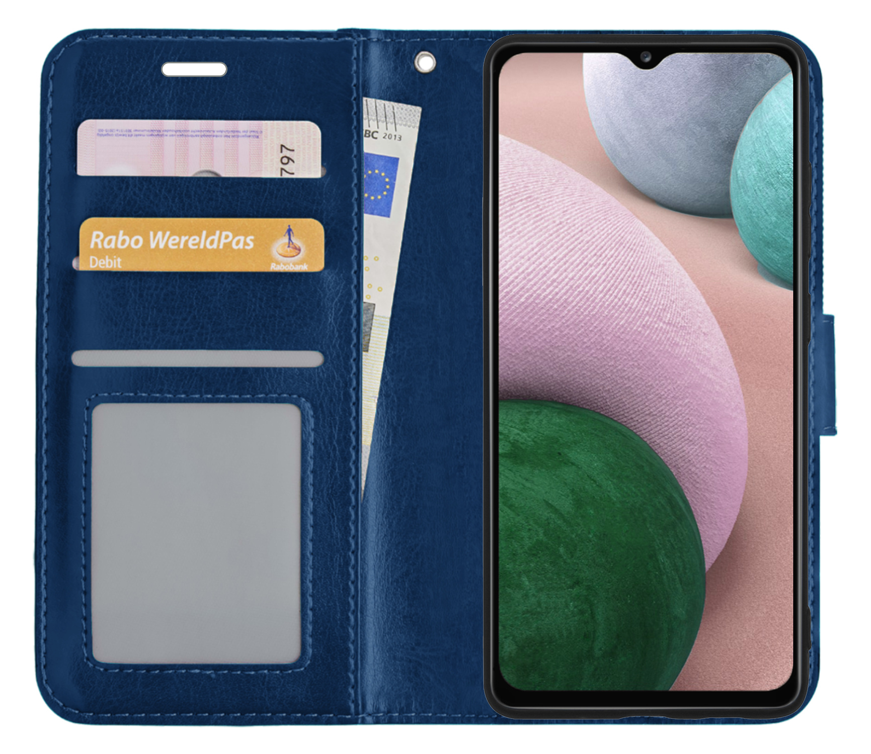 NoXx Hoes Geschikt voor Samsung A12 Hoesje Book Case Hoes Flip Cover Wallet Bookcase - Donkerblauw