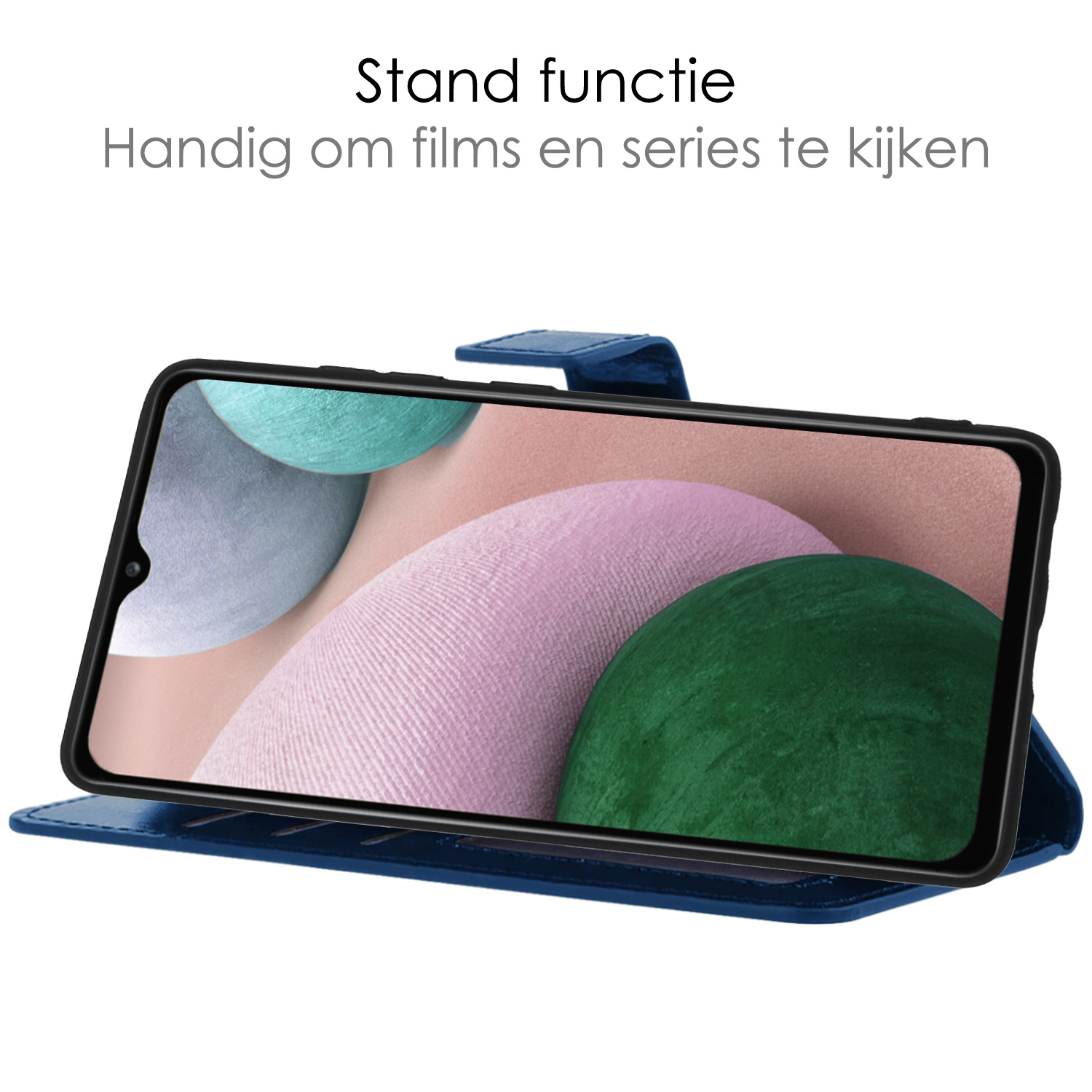 NoXx Hoes Geschikt voor Samsung A12 Hoesje Book Case Hoes Flip Cover Wallet Bookcase - Donkerblauw